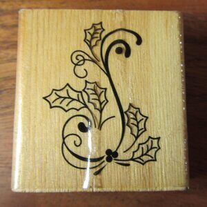 rubber stamp craft smart 115464 holly scroll (W4688)